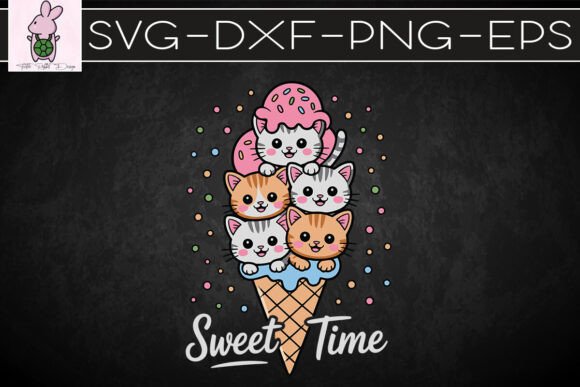 Cat in Ice Cream Cones for Summer SVG