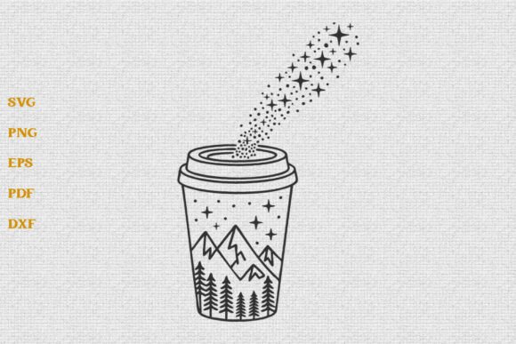 Coffee Cup with Mountains SVG Outdoors
