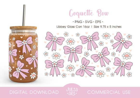 Coquette Bow Daisy Cup Wrap PNG SVG